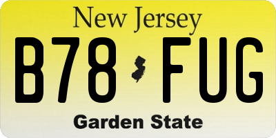 NJ license plate B78FUG