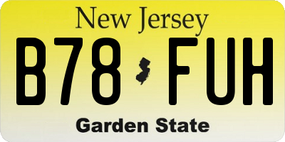 NJ license plate B78FUH