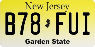 NJ license plate B78FUI
