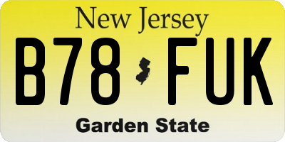 NJ license plate B78FUK