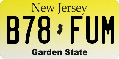 NJ license plate B78FUM