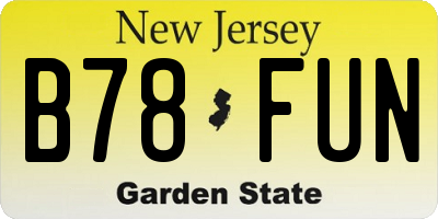 NJ license plate B78FUN