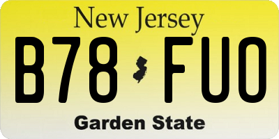NJ license plate B78FUO