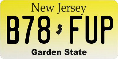 NJ license plate B78FUP
