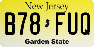 NJ license plate B78FUQ