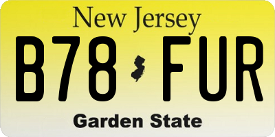 NJ license plate B78FUR
