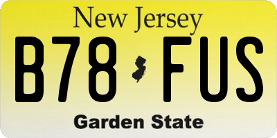NJ license plate B78FUS