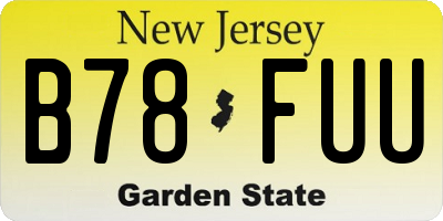 NJ license plate B78FUU
