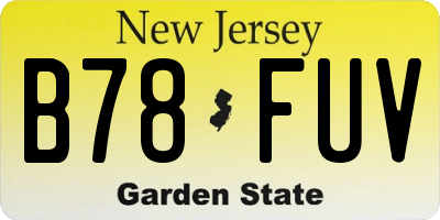 NJ license plate B78FUV