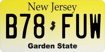 NJ license plate B78FUW