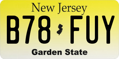 NJ license plate B78FUY