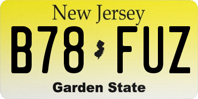 NJ license plate B78FUZ