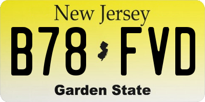 NJ license plate B78FVD