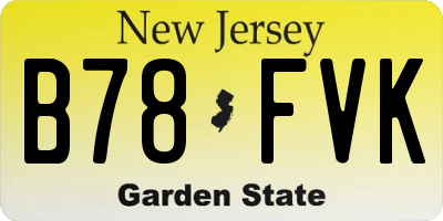 NJ license plate B78FVK