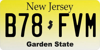 NJ license plate B78FVM