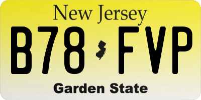 NJ license plate B78FVP