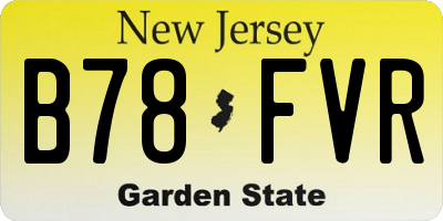 NJ license plate B78FVR