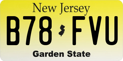 NJ license plate B78FVU
