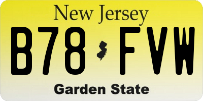 NJ license plate B78FVW