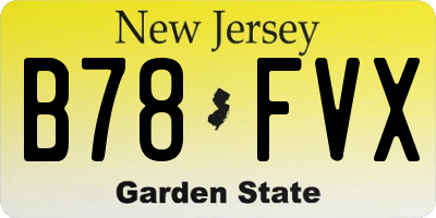 NJ license plate B78FVX
