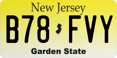 NJ license plate B78FVY