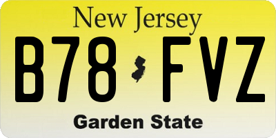 NJ license plate B78FVZ