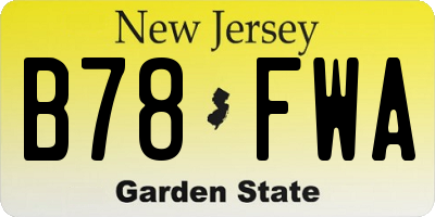 NJ license plate B78FWA