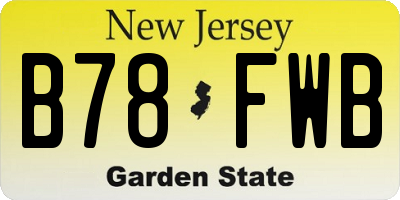 NJ license plate B78FWB