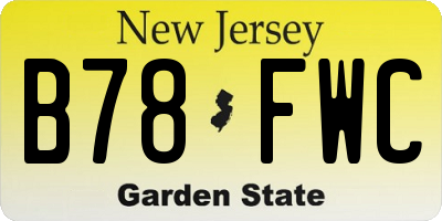 NJ license plate B78FWC