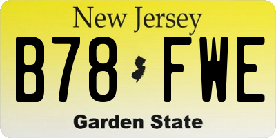 NJ license plate B78FWE