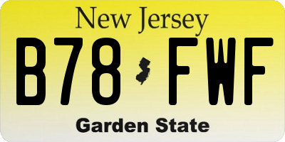 NJ license plate B78FWF