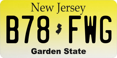 NJ license plate B78FWG