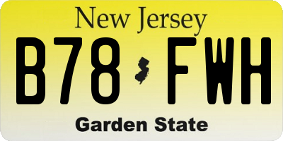 NJ license plate B78FWH