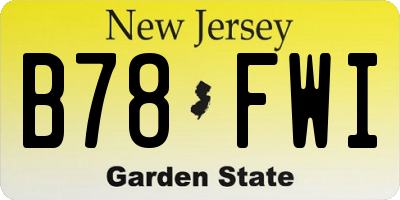 NJ license plate B78FWI