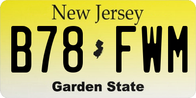 NJ license plate B78FWM