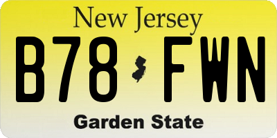 NJ license plate B78FWN