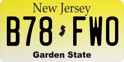 NJ license plate B78FWO