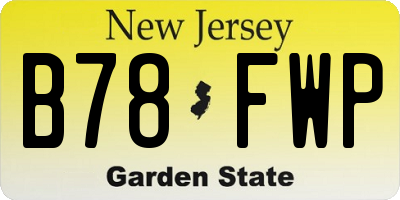 NJ license plate B78FWP