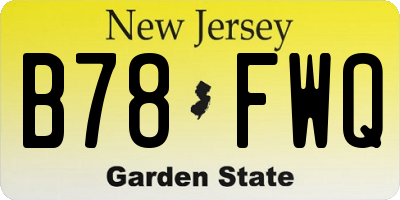 NJ license plate B78FWQ