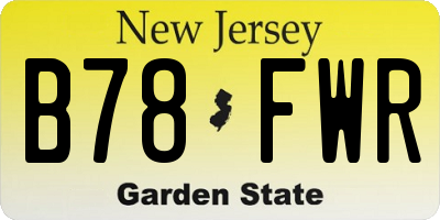 NJ license plate B78FWR