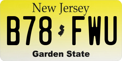 NJ license plate B78FWU