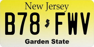 NJ license plate B78FWV
