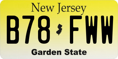 NJ license plate B78FWW
