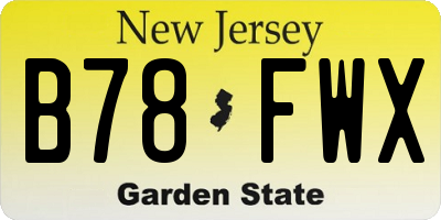 NJ license plate B78FWX