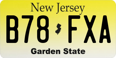 NJ license plate B78FXA