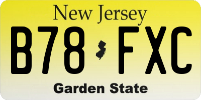 NJ license plate B78FXC
