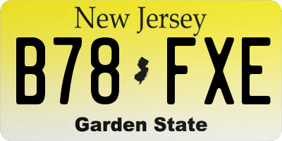 NJ license plate B78FXE