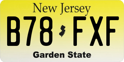 NJ license plate B78FXF
