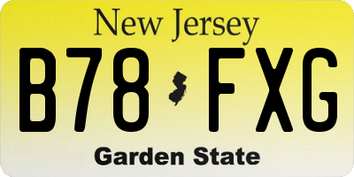 NJ license plate B78FXG