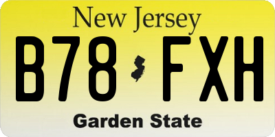 NJ license plate B78FXH